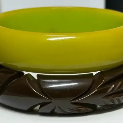 Sale Photo Thumbnail #15: Bakelite Bracelets: Carved & Simple