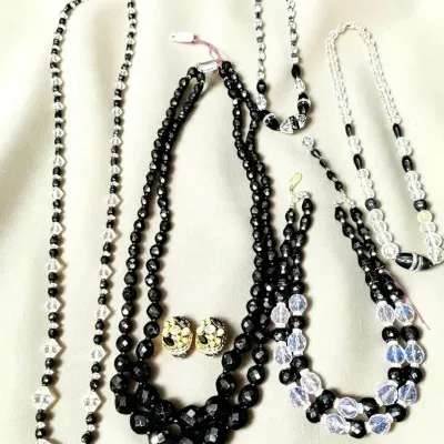 Sale Photo Thumbnail #108: Black & Clear Crystal Gradient Necklace & Other Pieces