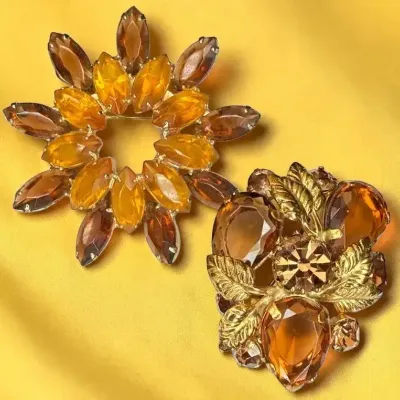 Sale Photo Thumbnail #145: Two Brooches: One Austrian & The Other Unsigned