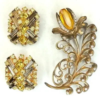 Sale Photo Thumbnail #128: Vintage Brooch & Clip Earrings