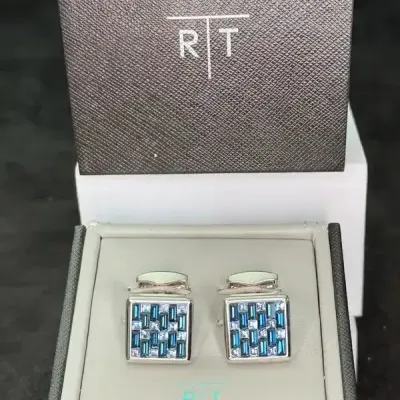 Sale Photo Thumbnail #86: RT by Tateossian Blue Geometric Cufflinks
