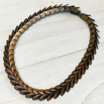Sale Photo Thumbnail #49: Unsigned Francisco "Frank" Rebajes Leaf Necklace