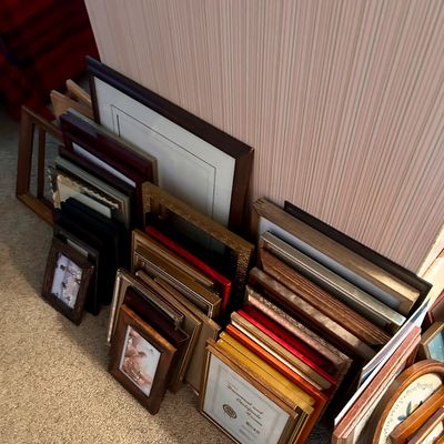 Sale Photo Thumbnail #119: Collection of assorted picture frames in various sizes, styles, and materials.