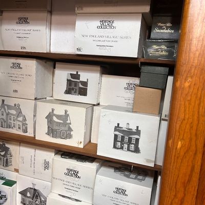 Sale Photo Thumbnail #31: Assorted Department 56 Heritage Village Collection New England Village Series items in original boxes.