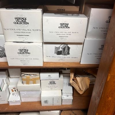 Sale Photo Thumbnail #3: Department 56 Heritage Village Collection boxed pieces, including New England Village Series hand-painted porcelain collectibles.