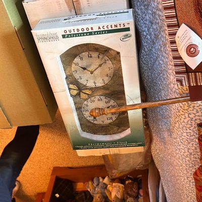 Sale Photo Thumbnail #92: Springfield Outdoor Accents polystone clock and thermometer combo in original box.