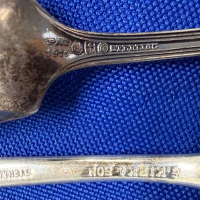 Sale Photo Thumbnail #421: Includes five assorted spoons by various makers. The total weight is 91.61 grams. [RS]