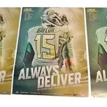 Trio of Baylor Bears football posters featuring number 15 with the phrase 'Always Deliver'.