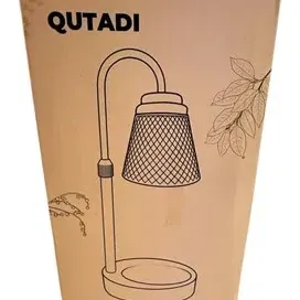 Boxed Qutadi modern candle warmer lamp with a gooseneck arm and mesh shade.