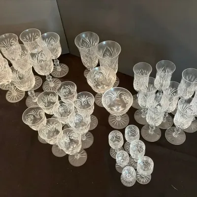 Cut Crystal Stemware Collection – Assorted Wine Glasses, Champagne Flutes, Coupes & Cordials