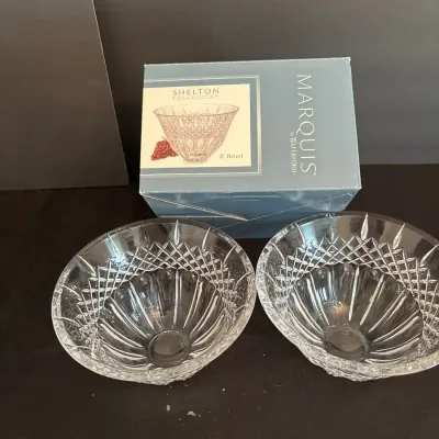 Marquis by Waterford Shelton Collection – Set of 2 Crystal 8" Serving Bowls with Original Box