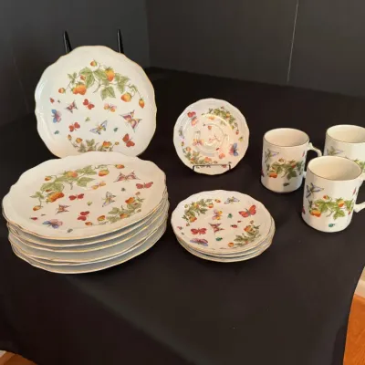 Strawberry & Butterfly Dinnerware with Three Mugs