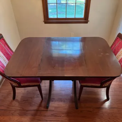 Drop Leaf Dining Table with 2 Upholstered Chairs, 3 Pc