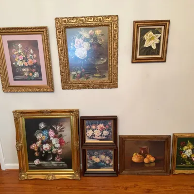 Albert Williams Floral Reproduction & Still-Life Pictures, 8 Pc