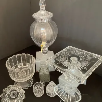 Vintage Pressed Glass & Crystal-Style Serving Collection – Dispenser, Cake Stand & More
