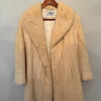 Ivey's Ivory Real Fur Coat with Shawl Collar
