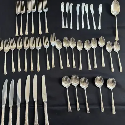 Gorham Greenbrier Sterling Silver Flatware Lot 1 - 44 Pc - 1346g + 6 Knives
