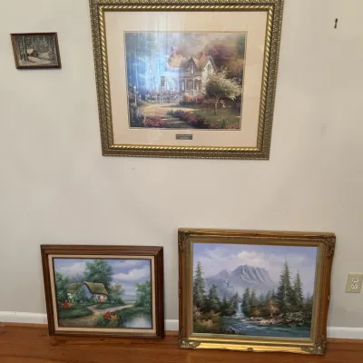  03 Thomas Kinkade Library Edition Landscape Artwork, 4 PC