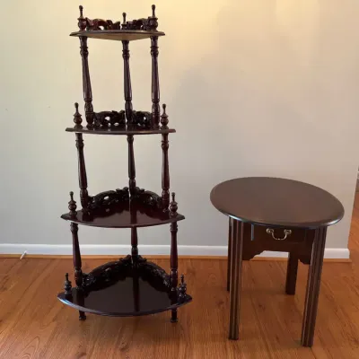 Corner Display Stand & Oval Drawer Table, 2 Pc