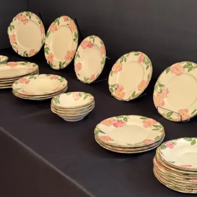  04 Franciscan Desert Rose Dinnerware with Platter & Serving Bowls
