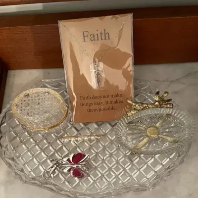 Vintage-Style Cut Glass Vanity Tray, Trinket Boxes & Jewelry Accessories