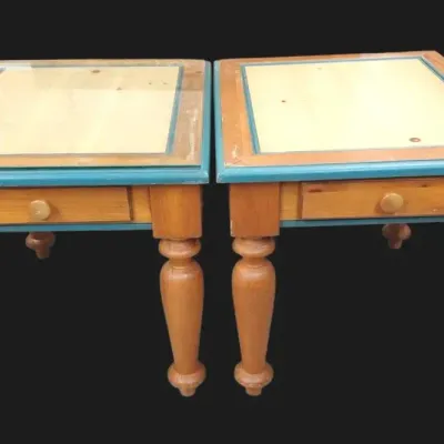 Pair Of Rustic Wooden End Tables