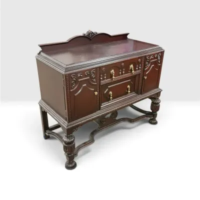 Possible Antique Jacobean Revival Style Dark Wood Buffet/Sideboard 44x19x40