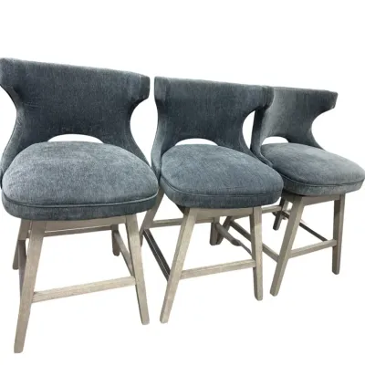 Set Of 3 Modern Swivel Blueish Grey Counter Stools
