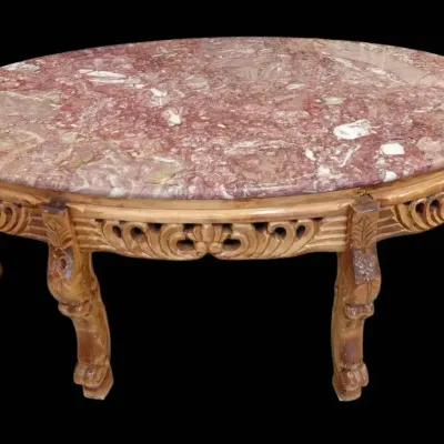 Vintage Wooden Marble Top Coffee Table