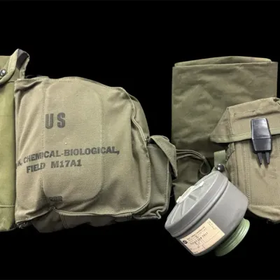 Vintage Us Military M1 7A1 Chemical-Biological Field, Gas, Mask, Canvas, Bag, And Gear Lot