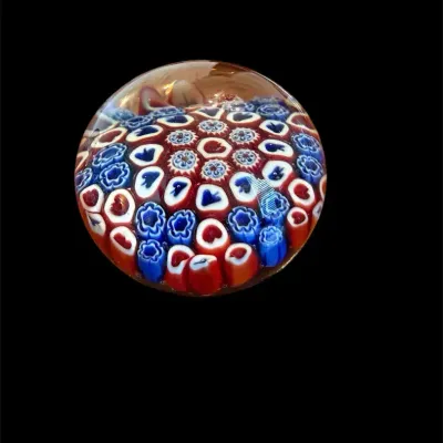 Murano Millefiori Glass Paperweight 3 Inches