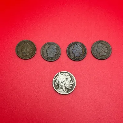 Lot Of 5 Better Indian Head/Buffalo Nickels