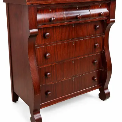 Antique 19th Century American Empire-Style Mahogany Chest of Drawers