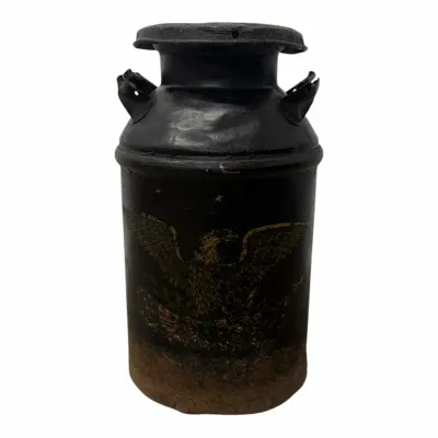 Vintage Black Metal Dairy Jug