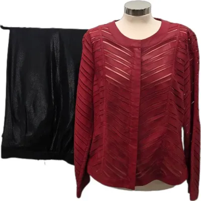 Bagatelle Collection Leather On Mesh Full Zip Jacket And Shimmer Pants