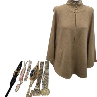 Big Buddah Tan Knit Sweater Cape And Belts
