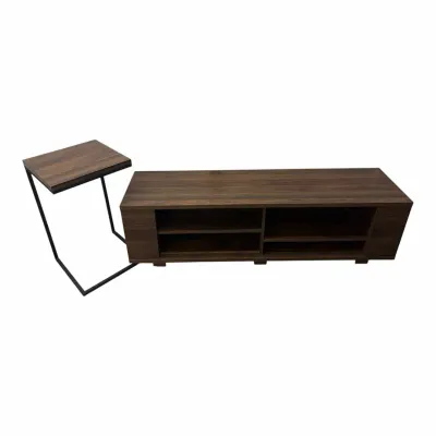 Walnut Faux Wood TV Stand Set