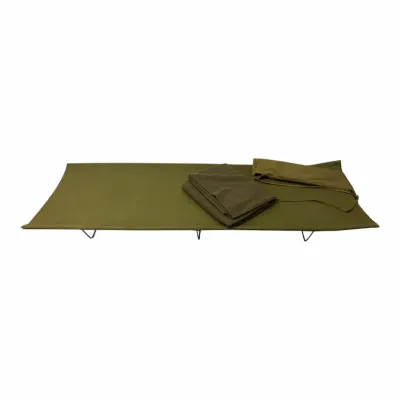 Military-style Camping Cot With Blanket 