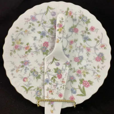 Andrea By Sadek Corona Floral Cake Plate & Server Set In Original Box 