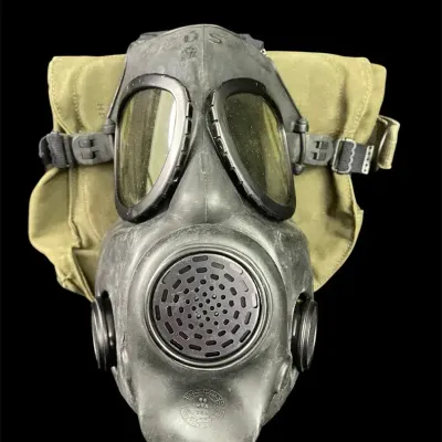 Vintage 1964 US Military M17A1 Gas Mask Medium MSA Vietnam Era w/ Stenciled Bag
