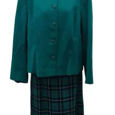 Vintage Pendleton Wool Plaid Skirt And Blazer Set