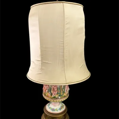 Vtg Capodimonte-style Table Lamp W/Cherubs 2 Of 2