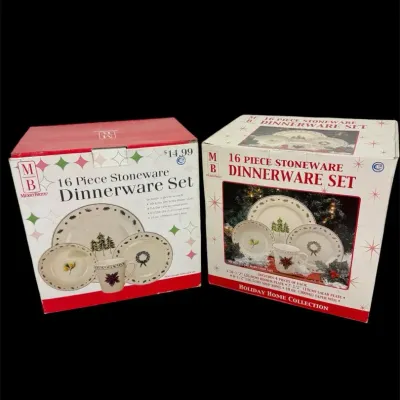 Two Unused/New In Boxes Vintage Sets Of Merry Brite Stoneware Dinnerware