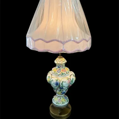 Vtg Italian Capodimonte Table Lamp W/Shade