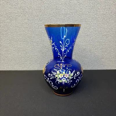 Vintage Murano Venetian Cobalt Blue Glass Vase