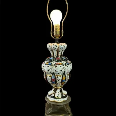 Vtg Capodimonte-style Multi-Color Floral Table Lamp