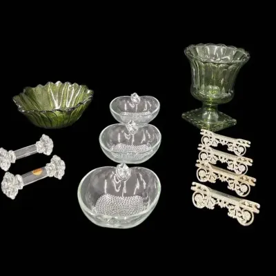 Beautiful Crystal, Avocado Glass, And Clear Glass 