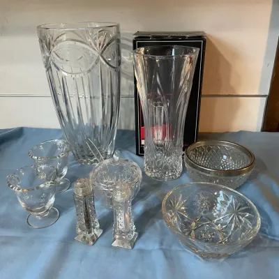 Beautiful crystal lot s p shakers vases more