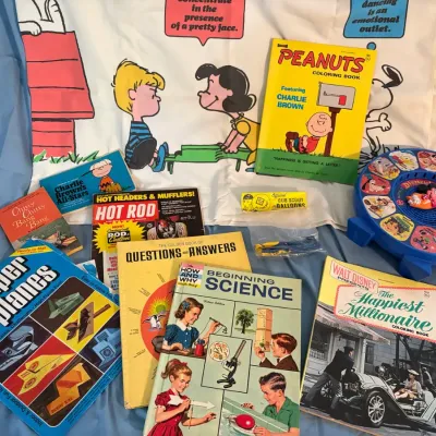 70 s toy and book lot matchbook cars peanuts disney