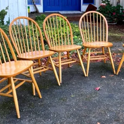 Vintage mid century spindle back chairs